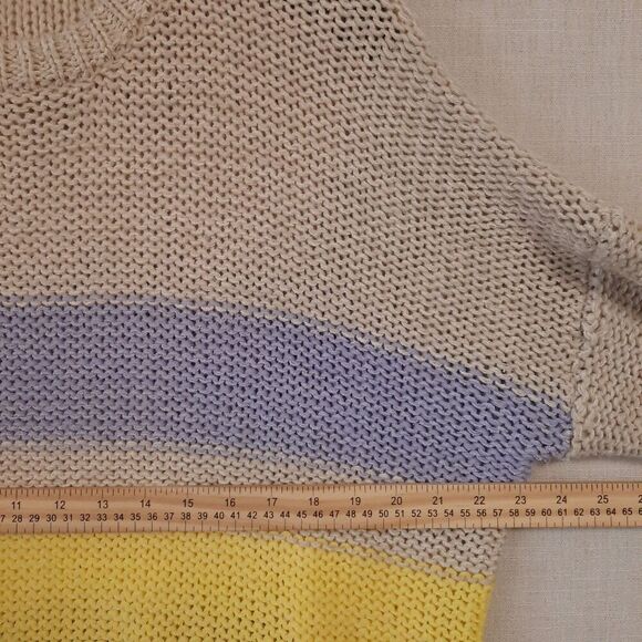 Easel Oversized Sweater Size Small Soft Knit Pullover Crew Neck Pastel Stripes - Picture 8 of 12